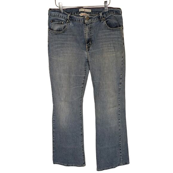 Vintage Tommy Hilfiger Y2K Low Rise Flare Jeans Size 12 Long Medium Wash - Picture 1 of 9